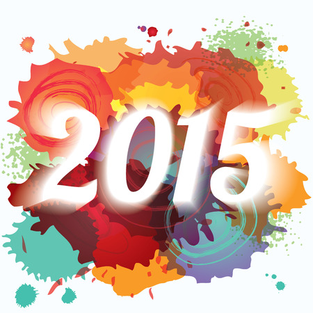 2015 New Year abstract paint splat colorful vector backgroundのイラスト素材