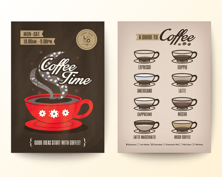 Brochure Flyer Poster design Layout vector template with type of coffee drinksのイラスト素材