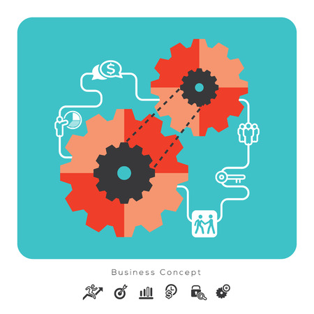 Business Concept Icons with Gear Illustrationのイラスト素材