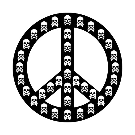 Peace sign vector isolated with white skull anti war conceptのイラスト素材