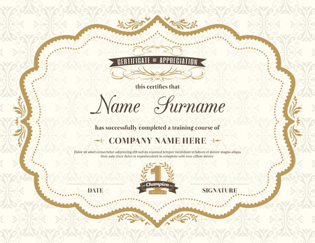 Vintage retro frame certificate background design templateのイラスト素材