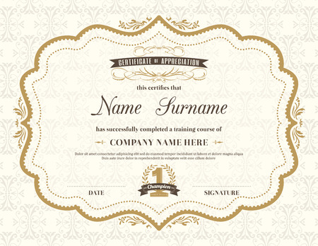 Vintage retro frame certificate background design template