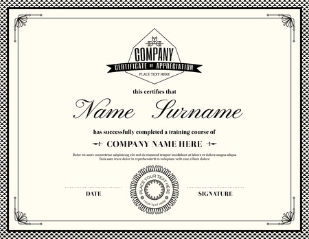 Retro frame certificate of appreciation design templateのイラスト素材