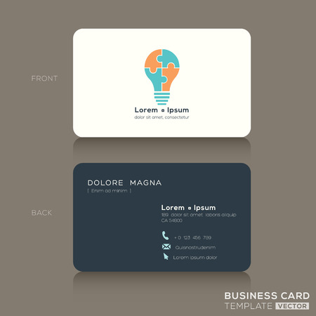 Idea Creative Business card Design Template with jigsaw puzzle light blub symbolのイラスト素材