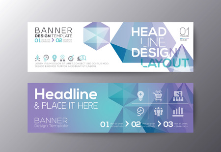 Set of modern design web banners template with abstract polygon background vectorのイラスト素材