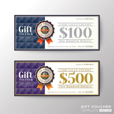 Gift certificate voucher coupon card background templateのイラスト素材