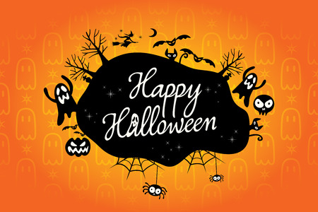happy halloween text design backgroundのイラスト素材
