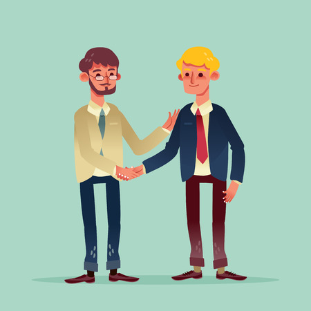 two businessman shaking hands vector illustration cartoon characterのイラスト素材