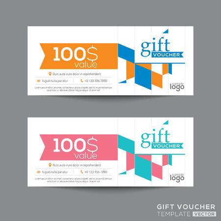 gift voucher coupon template with colorful diamond shape quadrangle patternのイラスト素材