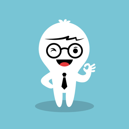 businessman cartoon showing ok sign hand gestureのイラスト素材