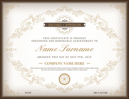 Vintage retro frame certificate background design templateのイラスト素材