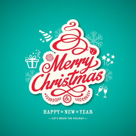 christmas sign design on green background vector illustrationのイラスト素材