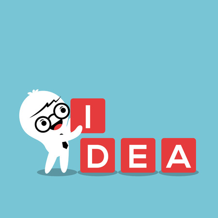 businessman with IDEA word in blockのイラスト素材