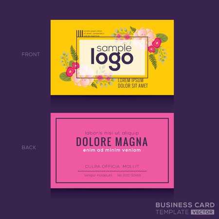 Cute Floral pattern Business card name card Design Templateのイラスト素材