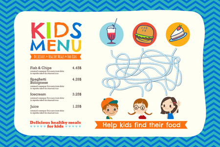 Cute colorful kids meal menu placemat templateのイラスト素材