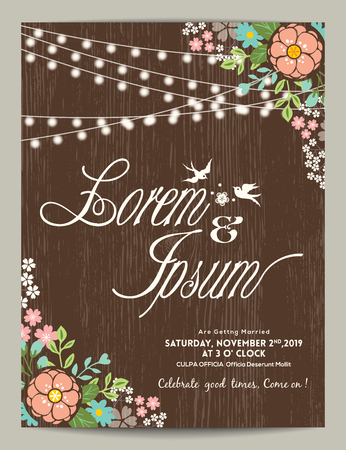 wedding invitation card with abstract floral background