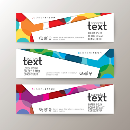 Set of modern design web banners template with abstract colorful circle pattern backgroundのイラスト素材