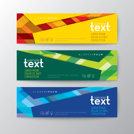 Set of modern design web banners template with abstract colorful line pattern backgroundのイラスト素材