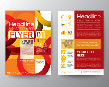 business brochure design layout template with abstract red circle line shape background in A4 sizeのイラスト素材