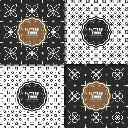 black and white modern geometric motif seamless pattern backgroundのイラスト素材