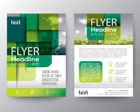 Abstract green round square graphic background for Brochure cover Flyer Poster design Layout vector template in A4 sizeのイラスト素材