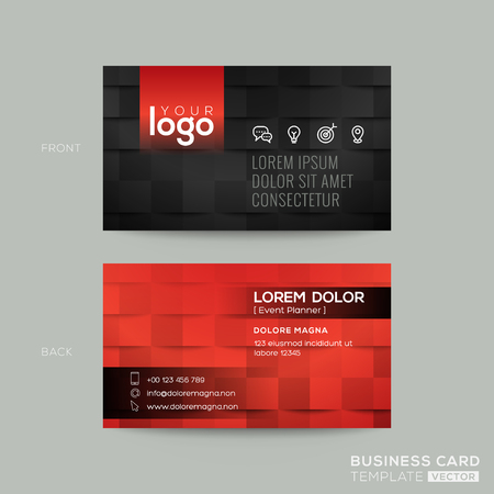black and red business card with tile pattern backgroundのイラスト素材