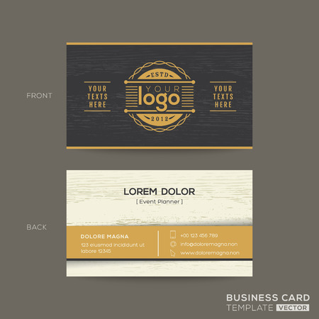 business card with wood pattern backgroundのイラスト素材