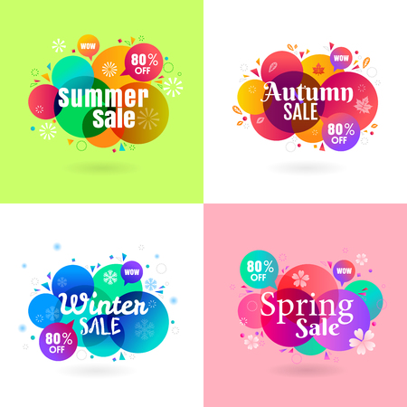 Colorful Season sale Label Banner Collectionのイラスト素材
