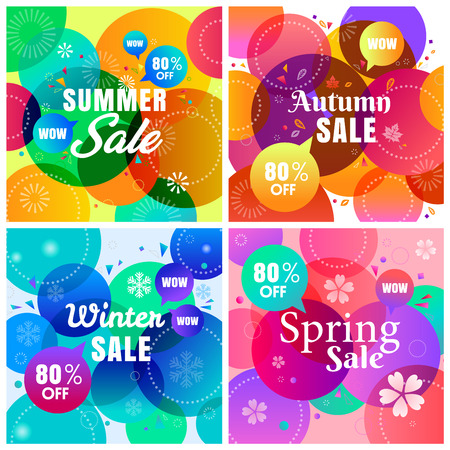 Colorful four Seasons Sale backgroundのイラスト素材