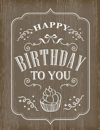 typography birthday card on wooden backgroundのイラスト素材