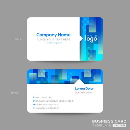 blue business card, membership card, VIP club card template with abstract rectangle shape graphic element on white background. modern design.のイラスト素材