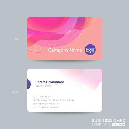 modern business card, membership card, club card design template with abstract pink fluid circle shape with vivid colors gradient on old rose pastel color backgroundのイラスト素材