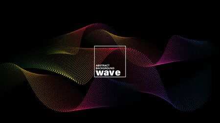 Abstract spectrum wave shape on black background. Minimal futuristic design backdrop.のイラスト素材