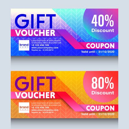 colorful gift voucher certificate coupon design template.のイラスト素材