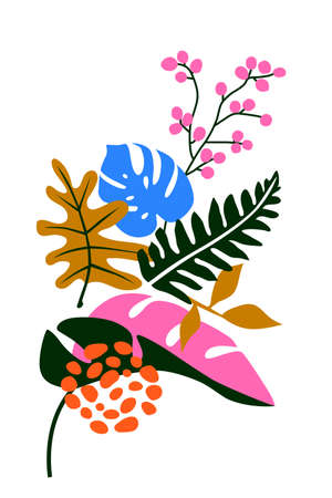 Abstract colorful floral art leaves on white background. Vector illustrationのイラスト素材