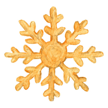 Watercolor snowflake on a white background. Hand-drawn illustration.の写真素材