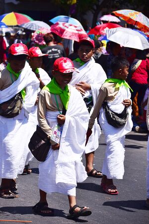 Ambarawa, Central Java/Indonesia - August 17, 2017 : Indonesian citizens celebrate Independence Day with a variety of activities such as Indonesian cultural carnival along the Kartini-Tambakboyo roadのeditorial素材