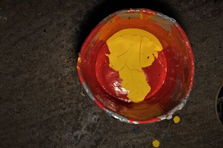 spilled paint into abstract imagesの写真素材