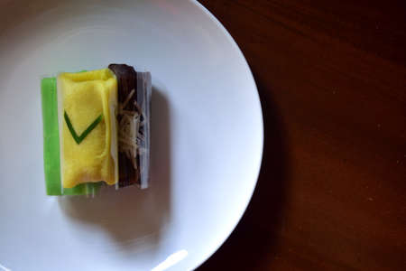 Rolled pancake with three flavorsの写真素材