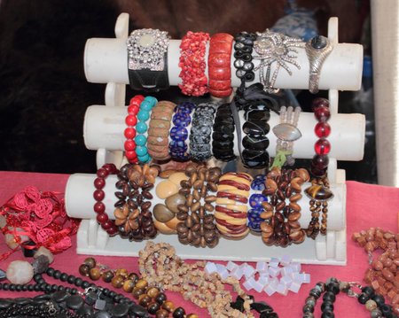 handmade jewelry presented on the reconstruction of medieval life