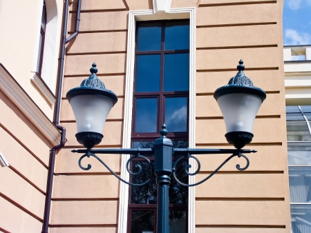 Street lamp with elements of forgingの写真素材