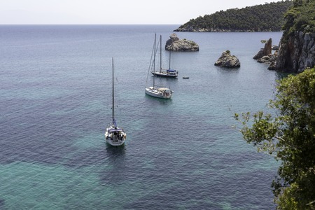 Pristine bay view of a greece island in Aegean Sea.の写真素材