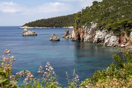 Pristine bay view of a greece island.の写真素材