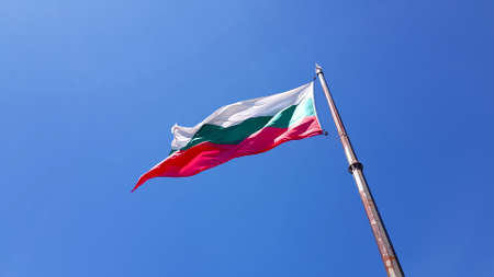 4K footage of Bulgarian national flag waving.の写真素材