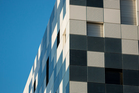 Modern building detail background with a design of squares.