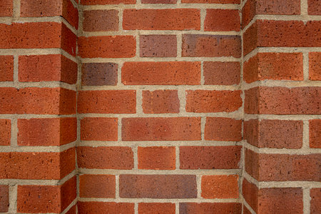 Red brick wall background outside of the building, London, UK.の写真素材
