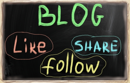 social media concept - text on a blackboard.の写真素材