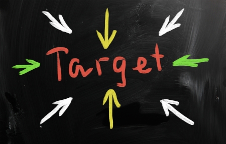  Target  handwritten with white chalk on a blackboardの写真素材