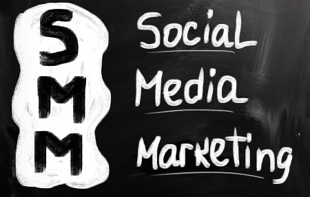 social media concept - text on a blackboard.の写真素材