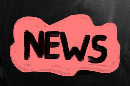 News handwritten with chalk on a blackboardの写真素材